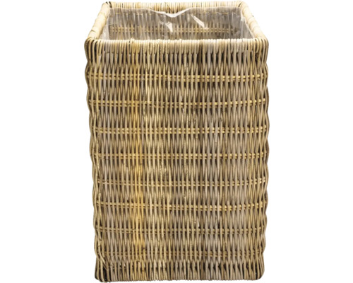 Pflanzkorb Leah Naturfaser 58 x 58 x 78 cm grau Vierckiger Pflanzkorb aus geflochtenem Material mit Kunststoffeinsatz