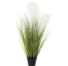 Dekorative Kunstpflanze mit Federgras im Topf