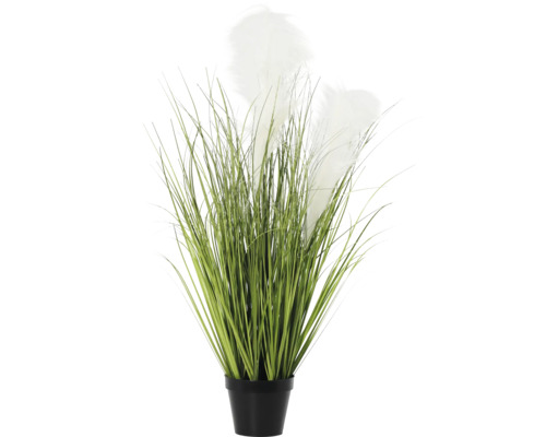 Kunstpflanze Grass im Topf H 80 cm Dekorative Kunstpflanze mit Federgras im Topf