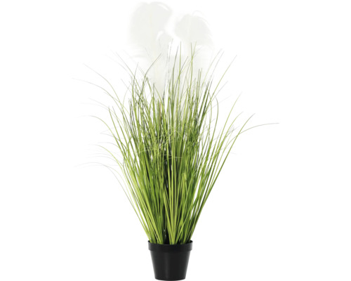 Kunstgras im schwarzen Topf