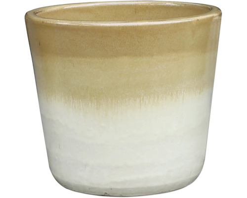 Pflanztopf Mocha White Keramik glasiert Ø 37 cm H 32,5 cm beige weiß Keramik-Blumentopf für den Innenbereich