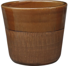 Brauner Keramik-Blumentopf mit geriffelter Textur