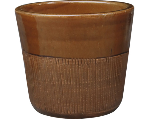 Brauner Keramik-Blumentopf mit geriffelter Textur