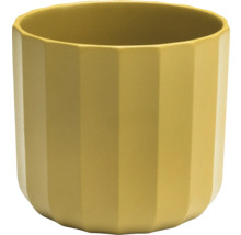 Gelber Pflanztopf mit gerippter Oberfläche