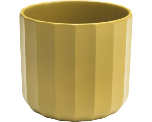 Blumentopf Noeline Keramik Ø 13,5 cm H 12,6 cm gold Gelber Pflanztopf mit gerippter Oberfläche