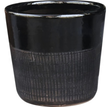 Schwarzer Pflanztopf mit Strukturmuster