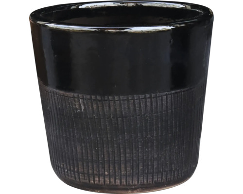 Schwarzer Pflanztopf mit Strukturmuster