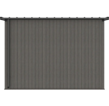 Graue Gartenbox mit vertikalen Paneelen