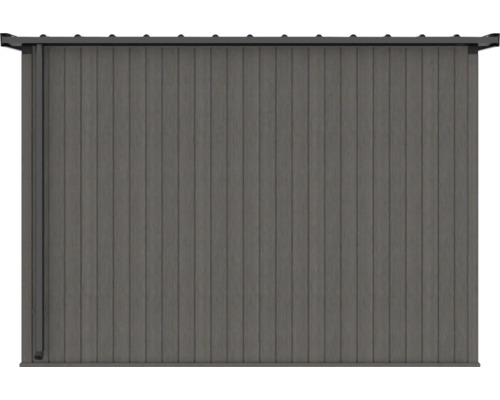 Graue Gartenbox mit vertikalen Paneelen
