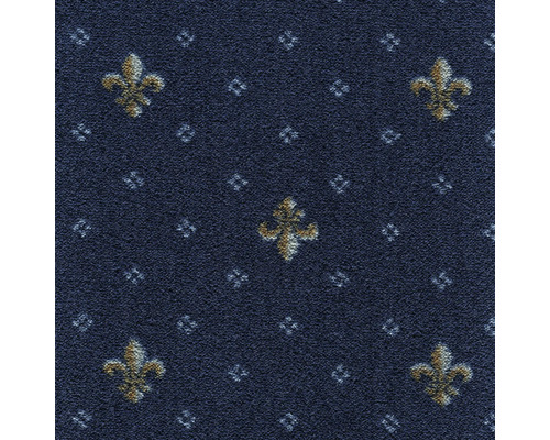 Teppichboden Velours Locanda marineblau FB77 400 cm breit (Meterware) Blauer Teppich mit Lilienmuster