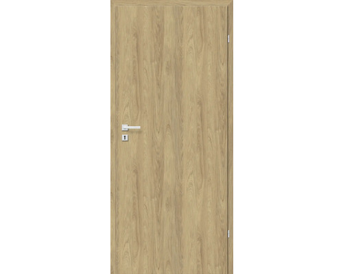 Zimmertür mit Holzmuster und Beschlägen