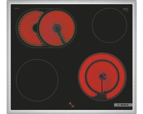 Bosch Kochfeld mit vier Kochzonen, von denen zwei aktiv sind