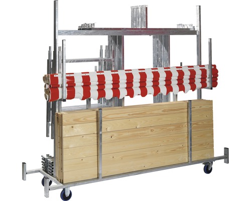 Transportwagen VEBA für Marktstände max. 250 kg Transportwagen mit Bauholz und Warnbandrollen