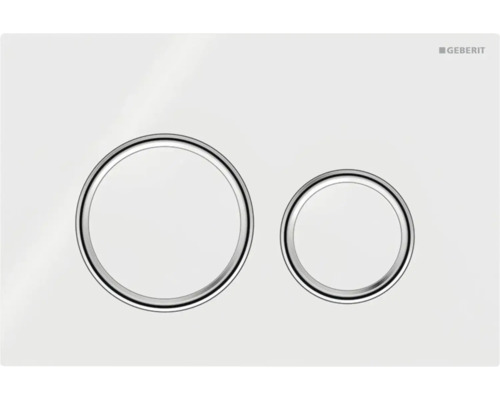 GEBERIT Betätigungsplatte Sigma 21 Platte weiß glänzend / Taster weiß glänzend / Dekorringe chrom 115.884.SI.1 Geberit Logo Dualspültaste