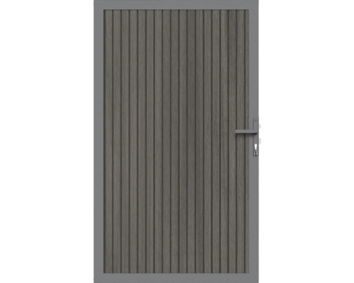 Gartentür aus Holz mit Metallrahmen