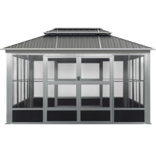 Pavillon mit Schiebetüren und Metalldach