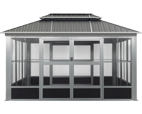 Pavillon mit Schiebetüren und Metalldach