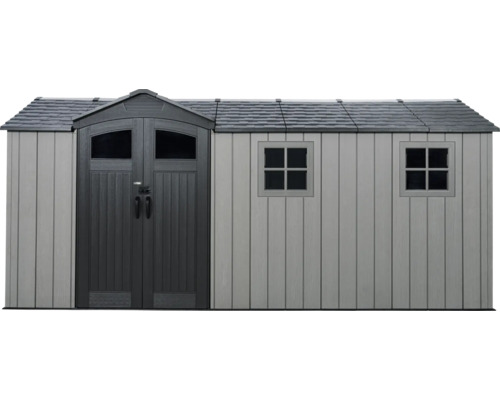 Gartenhaus aus Kunststoff mit Doppeltür und zwei Fenstern