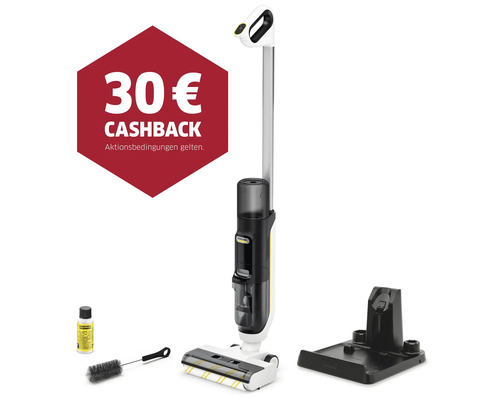 Akkubetriebener Bodenreiniger mit Zubehör und 30 Euro Cashback Aktion