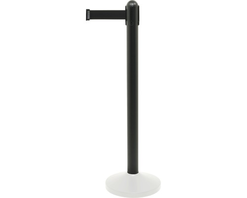 Absperrpfosten ausziehbar Edelstahl schwarz inkl. Nylonband 205 cm (ohne Fuß) Absperrpfosten mit ausziehbarem Gurt zur Personenkontrolle