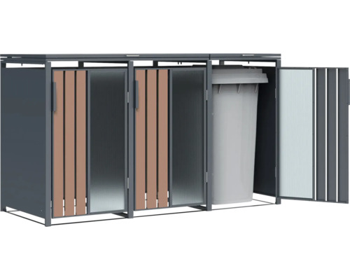 Mülltonnenbox für drei Mülltonnen mit Türen