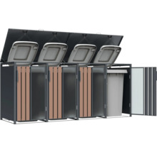 Mülltonnenbox für vier Mülltonnen mit aufklappbarem Deckel und Tür