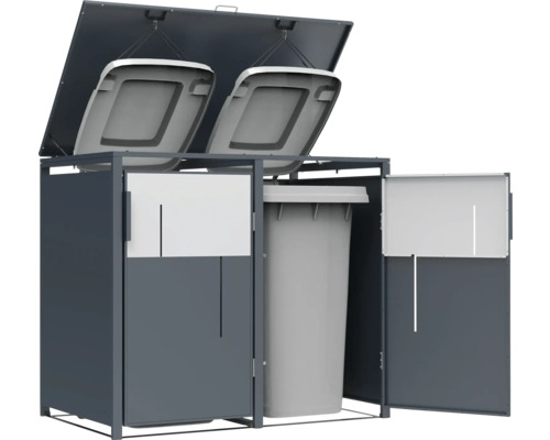 Mülltonnenbox für zwei Mülltonnen mit Kippvorrichtung