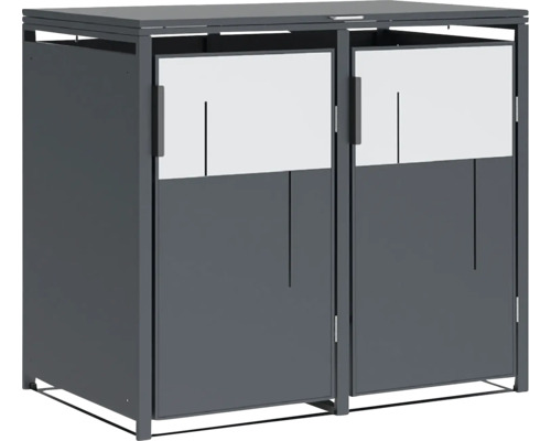Doppelter Mülltonnenbox aus Metall mit zwei Türen