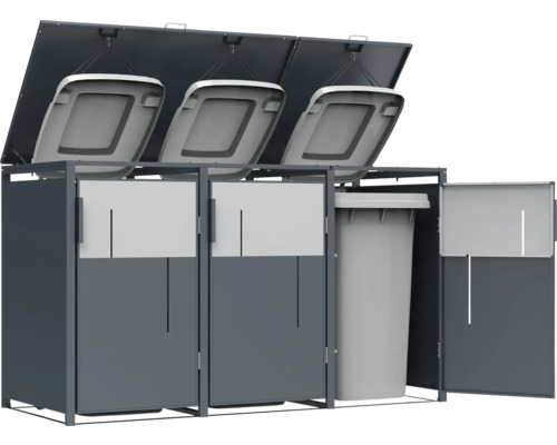 Mülltonnenbox mit drei Behältern für die Mülltrennung