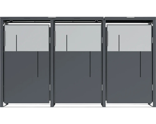 Drei graue Sichtschutzelemente für den Garten