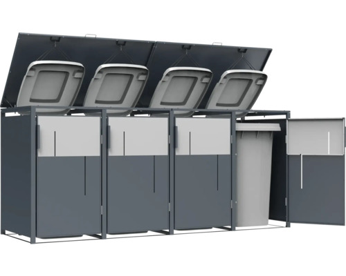 Mülltonnenbox für vier Mülltonnen mit Deckel