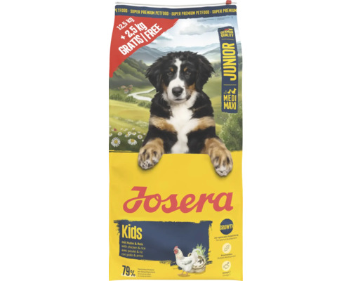 Hundefutter trocken Josera M/M Junior Kids 12,5 + 2,5kg Josera Kids Junior Hundetrockenfutter mit Huhn und Reis