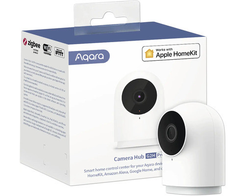 Aqara Camera Hub G2H Pro mit Zigbee Certified Product, WLAN-Zertifizierung, IFTTT und Works with Apple HomeKit Logo
