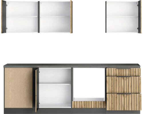 Küchenmöbel mit Unterschränken und Hängeschränken