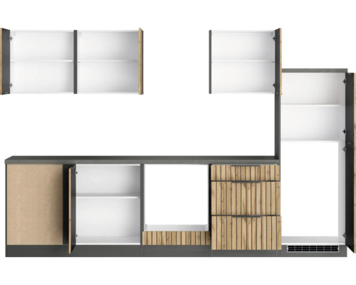 Küchenzeile mit Ober- und Unterschränken