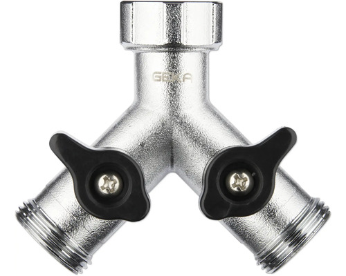 Gartenschlauchverteiler mit zwei Ausgängen und Absperrhähnen