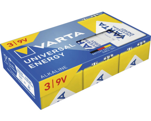 Varta Universal Energy 9 Volt Block Alkaline Batterie, 3er Pack