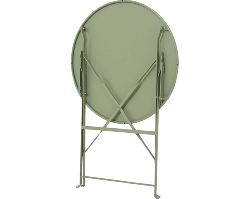 Zusammengeklappter runder Gartentisch