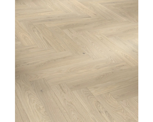 Parador Echtholz-Parkett Eiche Bardolino weiß 1748883 Fischgrät 570 x 95 x 13 mm Helle Eichenparkettboden im Fischgrätenmuster