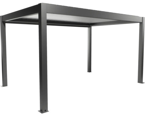 Pergola Biohort 4,5x3 inkl. beweglichen, isolierten Lamellendach für geringere Geräuschentwicklung und Wärmeabstrahlung 460 x 312 cm dunkelgrau-metallic/Lamellen Dach silber Freistehende Metallpergola für den Garten
