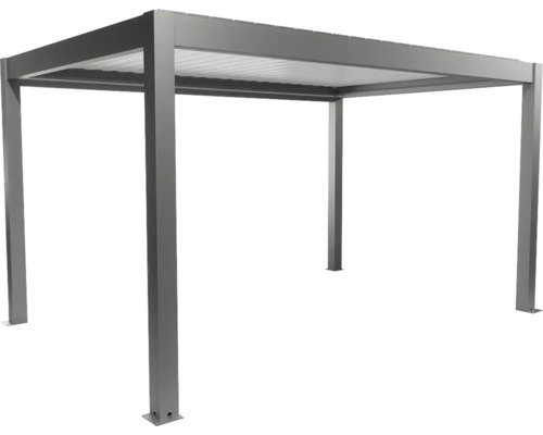 Pergola Biohort 4,5x3 inkl. beweglichen, isolierten Lamellendach für geringere Geräuschentwicklung und Wärmeabstrahlung 460 x 312 cm quarzgrau-metallic/Lamellen Dach weiß Freistehende Terrassenüberdachung aus Metall