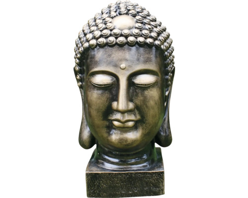 Dekofigur Lafiora Buddha Keramik 30 x 28 x 52 cm bronze Buddha Kopf Skulptur auf Sockel