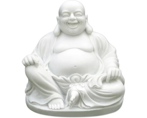 Dekofigur Lafiora Buddha Keramik 33 x 43 x 41 cm weiß Lachender Buddha Statue