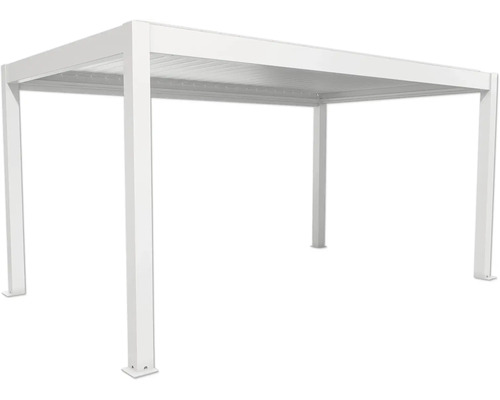Pergola Biohort 5x3 inkl. beweglichen, isolierten Lamellendach für geringere Geräuschentwicklung und Wärmeabstrahlung 516 x 312 cm weiß/Lamellen Dach silber Freistehende weiße Pergola mit Lamellendach