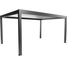 Freistehende graue Pergola mit Lamellendach.