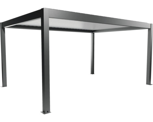 Pergola Biohort 5x3,5 inkl. beweglichen, isolierten Lamellendach für geringere Geräuschentwicklung und Wärmeabstrahlung 516 x 368 cm dunkelgrau-metallic/Lamellen Dach weiß Freistehende Terrassenüberdachung aus Metall