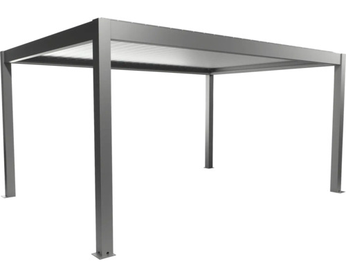 Pergola Biohort 5x3,5 inkl. beweglichen, isolierten Lamellendach für geringere Geräuschentwicklung und Wärmeabstrahlung 516 x 368 cm quarzgrau-metallic/Lamellen Dach silber Freistehende Aluminium-Pergola für den Garten
