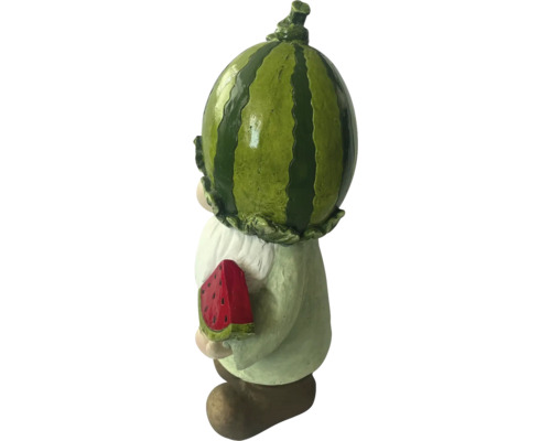 Gartenzwerg mit Wassermelonenmütze und Wassermelonenstück