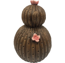 Dekorativer Kaktus aus Keramik mit Blütenapplikationen