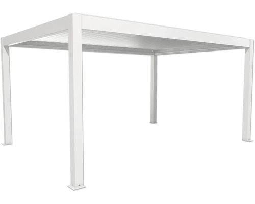 Pergola Biohort 5x3,5 inkl. beweglichen, isolierten Lamellendach für geringere Geräuschentwicklung und Wärmeabstrahlung 516 x 368 cm weiß/Lamellen Dach silber Weiße Aluminium Pergola für den Garten